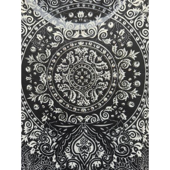 BLEU Tunic Top Size L Gray Long Sleeve Boho Paisley Grunge Fairy Made in USA - Picture 2 of 8